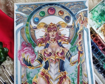 Alexstrasza • Original watercolour/mixed media painting