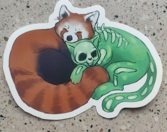 Unlikely Duo • World of Warcraft Jiggles and Red Panda matte vinyl sticker