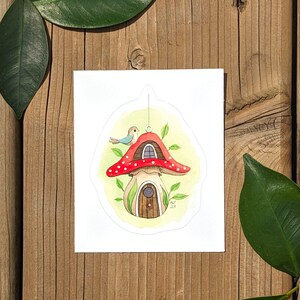 Délice pour les amoureux de la nature ! Sticker en vinyle Mushroom Haven - Transformez vos accessoires avec des oeuvres d'art fantaisistes