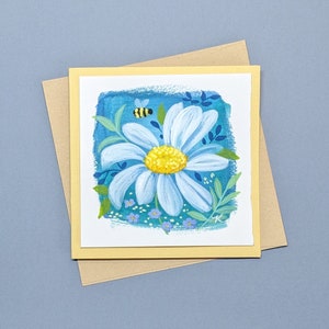 Série de cartes d'art printanières bourdon et marguerite - carte de correspondance peinte à la main, parfaite pour toute occasion