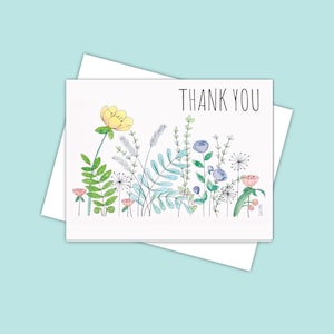 Carte de remerciement écusson fleurs sauvages - vierge à l'intérieur, remerciements printaniers