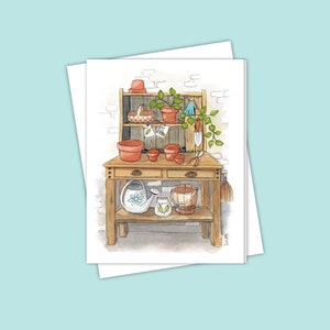 Carte de correspondance pour le banc de rempotage, oeuvre d'art à l'aquarelle, carte pour maman, pour toutes les occasions