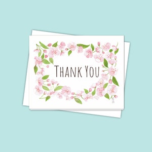 Gratitude de fleurs de cerisier - carte de remerciement aquarelle