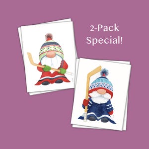 Cartes de visite vierges pour gnomes de hockey - Paquet de 2 | Idéal pour les anniversaires, les départs à la retraite ou les fêtes d'équipe !