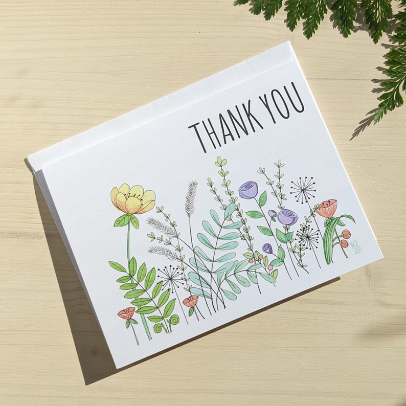 Springtime Thanks Wildflower Patch Thank You Note Card - Blank Inside, Springtime Thanks ...