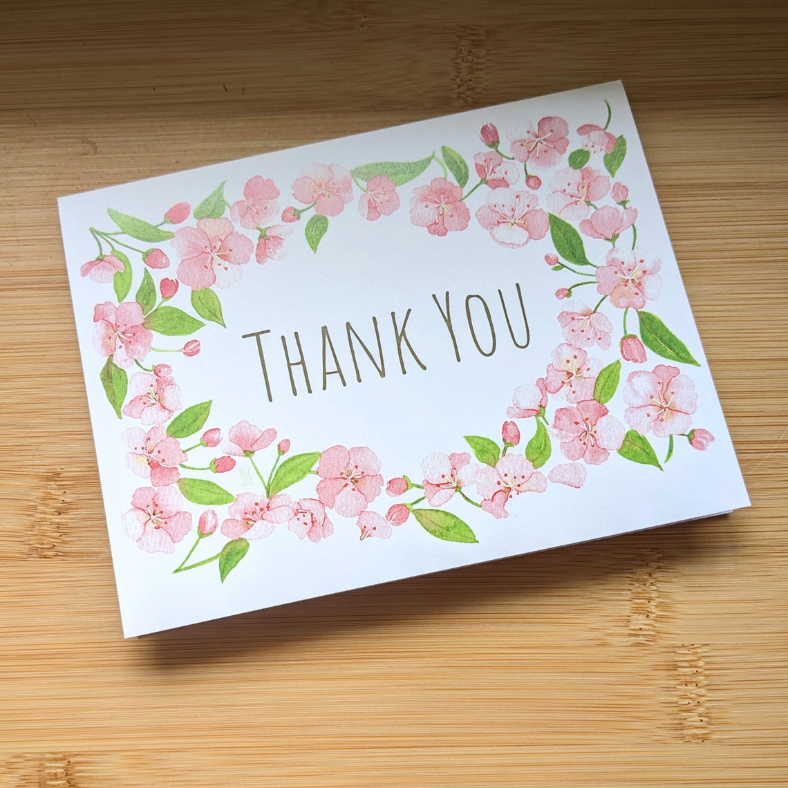 Cherry Blossom Gratitude Watercolor Thank You Card - Etsy