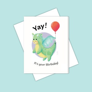 Oui ! Carte d'anniversaire dragon pour enfants - Mignonne et amusante pour les 4-8 ans