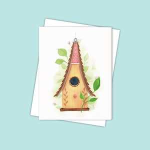 Carte de correspondance aquarelle inspirée de la nature - Cottage d'oiseaux - Cadeau parfait pour les jardiniers et les amoureux de la nature