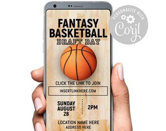Fantasy Basketball Invitation Digital Text SMS Invitation Active Link to Join the League | Fantasy Basketball Draft Corjl Template