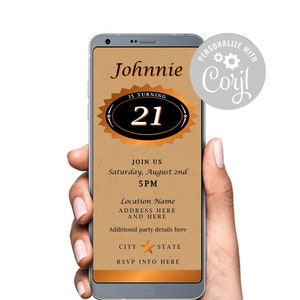 Tito&#39;s Inspired Digital Text SMS Invitation Booze Birthday Invite Vodka Label Template Edit yourself Titos Inspired Label Invite