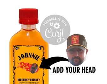 Fireball Inspired Mini Bottle Personalized Labels | Add Picture | Edit, Download and Print at home Birthday Whisky Whiskey bottle label