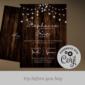 Paquet de suite d'invitation de mariage occidental rustique Page de détails de la carte RSVP Carte de remerciement Modèle Corjl Essayez avant d'acheter