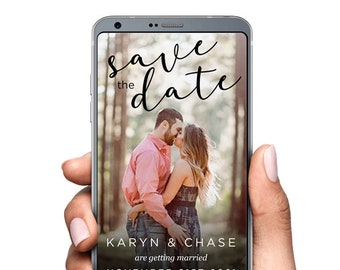 Save the Date SMS Text Message Invitation with Engagement Photo Evite Digital Invitation Electronic Invitation