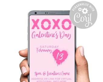 Galentine's Day Party Celebration for Girls Valentines Day Brunch Digital Invitation | Virtual Party | Corjl Template try before you buy