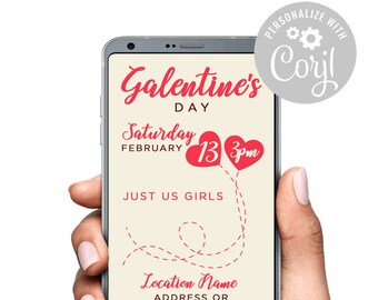 Galentine's Day Party Celebration for Girls Valentines Day Brunch Digital Invitation | Virtual Party | Corjl Template try before you buy