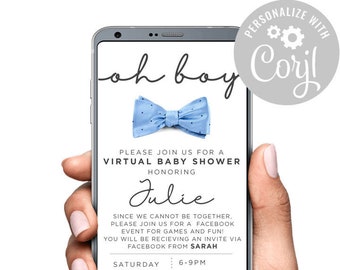 Oh Baby Oh Boy Baby Shower, papillon Invito con testo digitale Modello Corjl Prova prima di acquistare