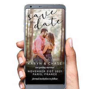 Save the Date SMS Text Message Invitation with Engagement Photo Evite Digital Invitation Electronic Invitation