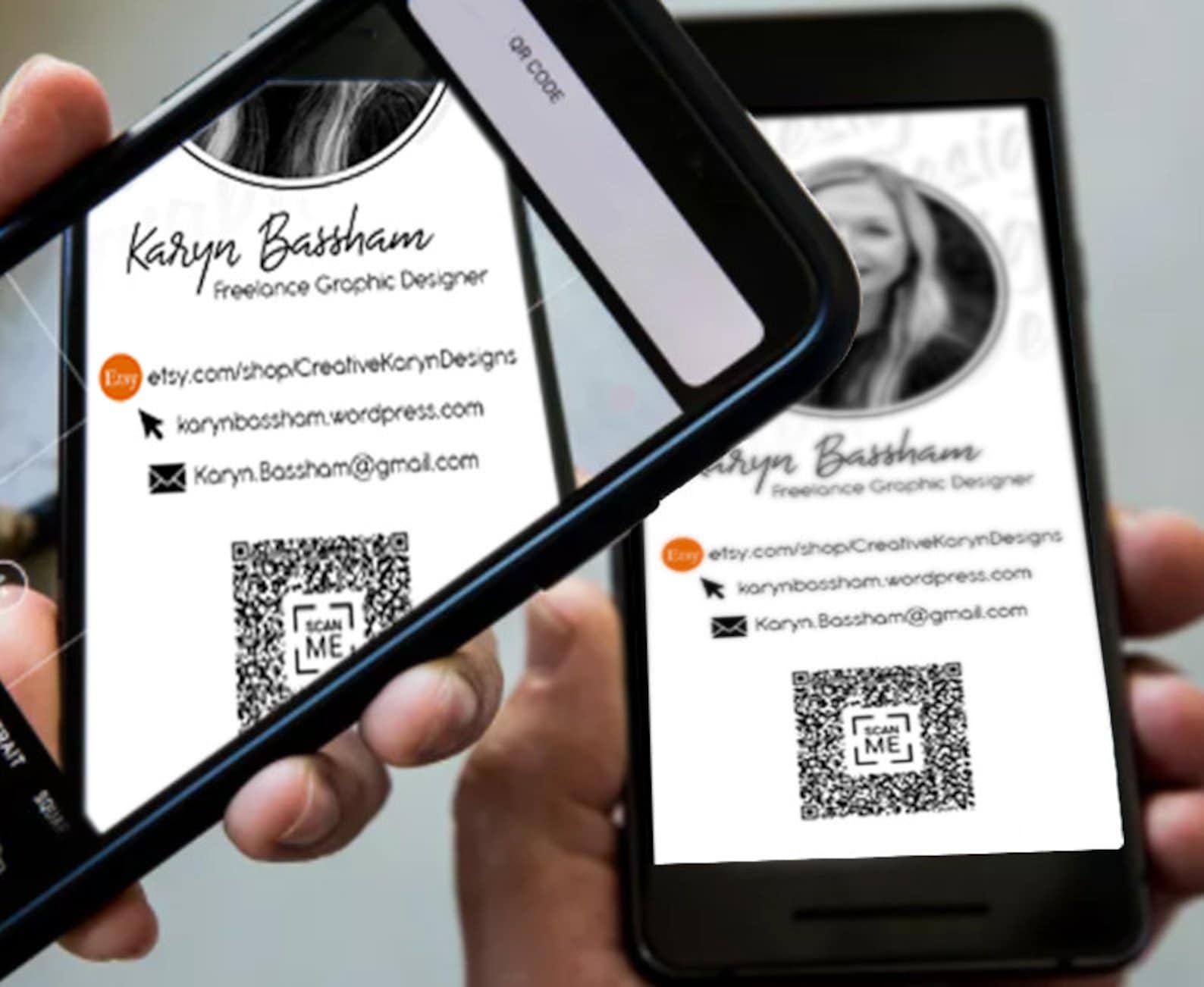 Digital Business Card With QR Code Freelance Graphic - Etsy