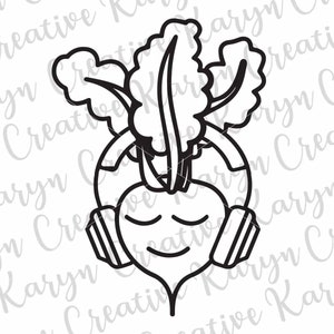 Vegetarisk rödbeta lyssnar på musik Beats-fil Svg Png Eps Dxf-fil för skjorta Yeti eller Koozie