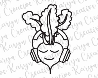 Vegtable Beet listening to Music Beats File Svg Png Eps Dxf File for shirt yeti or koozie