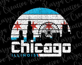 Chicago Flag Sunset Shirt File Sublimation File only Instant Download