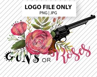 Guns or Roses Logo for Gender Reveal File PNG JPG Baby Shower Games Art