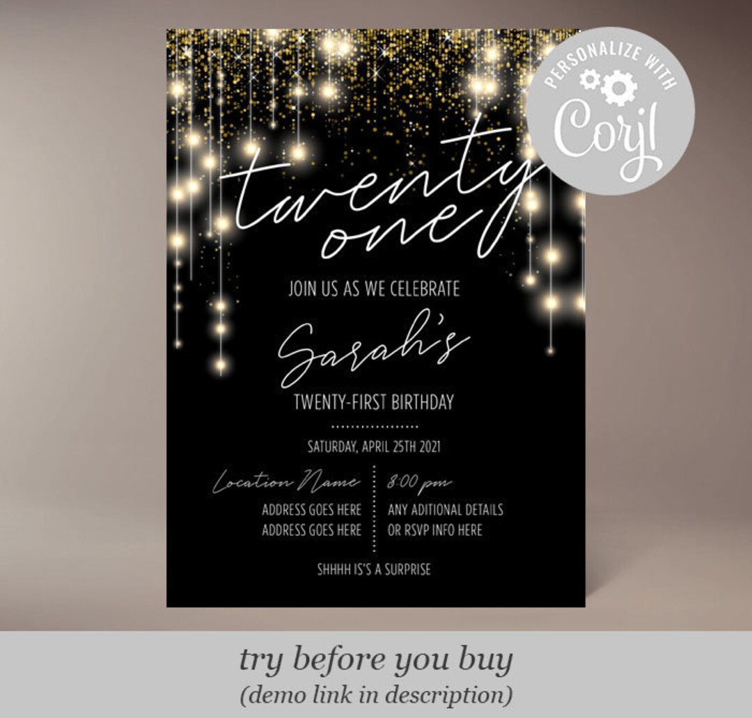Twenty-one Twenty First 21 21st Birthday Party 5x7 Invitation Surprise ...