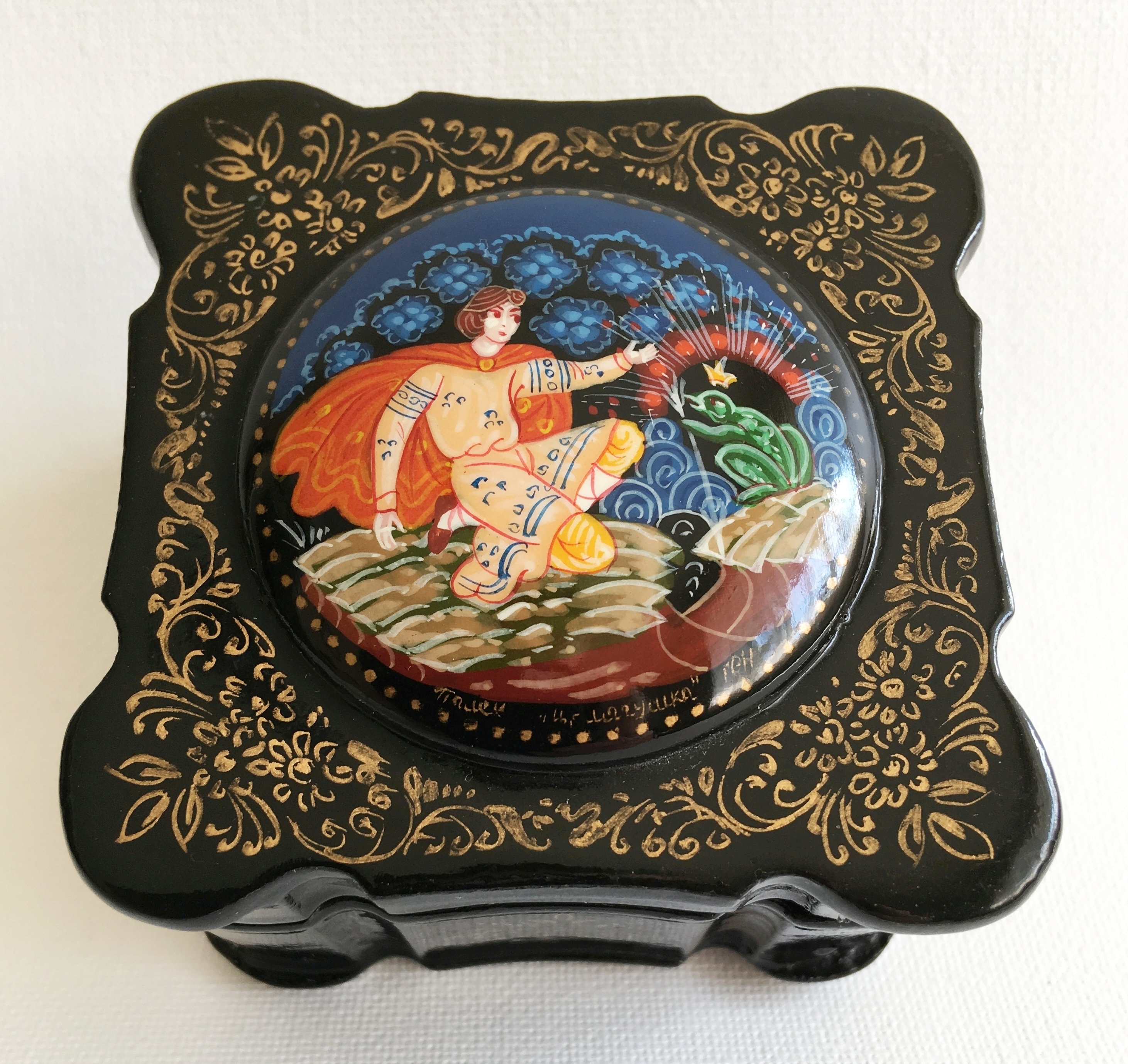 Palekh Lacquer Box Hand-painted With Tempera Miniature