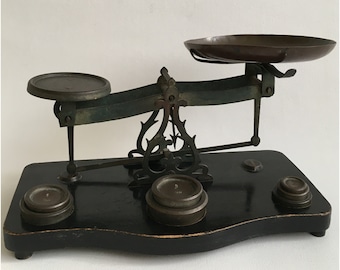 Victorian Brass Roberval Scales Equal-Arm Beams A-Frames Weight Pan Concave Pan Matched Weights General Purpose Scales England c. 1880s