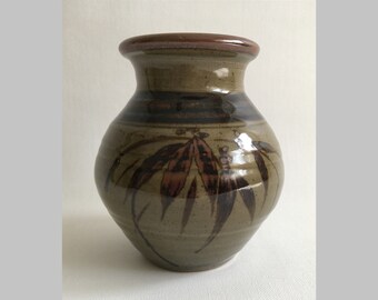 Nick Douglas Vase West Pottery Stoneware Hand-Painted Studio Pottery Bamboo Motif Chinese and Japanese Ceramics Style Ivybridge Devon 1980s
