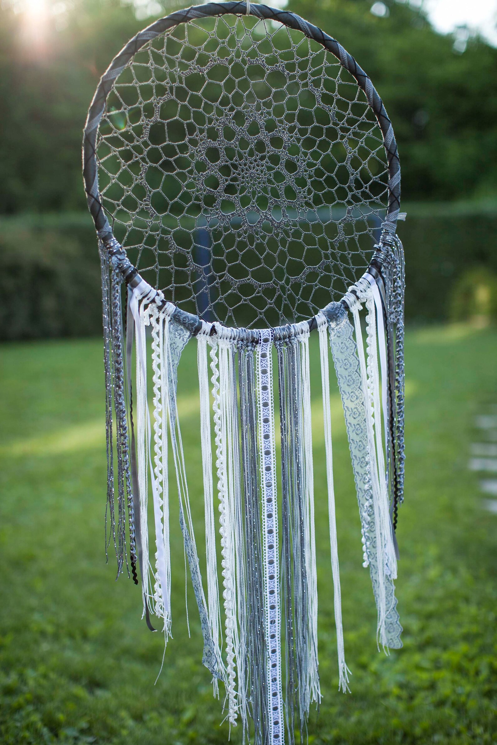 Boho Wall Hanging Grey Dreamcatcher Wall Hanging Boho Nursery Etsy