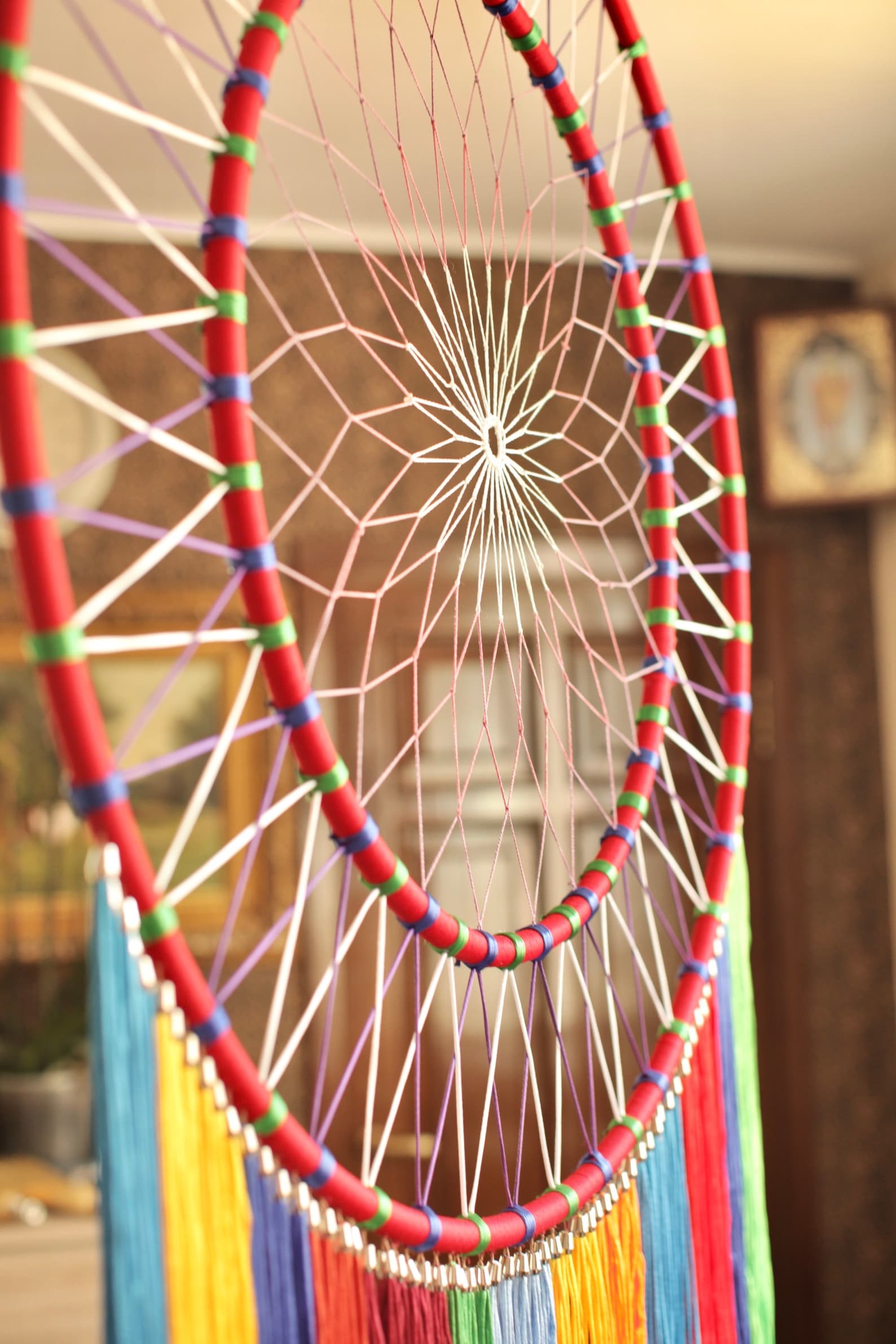 Giant Dream Catcher Large Dream Catcher Wall Hanging Rainbow Etsy
