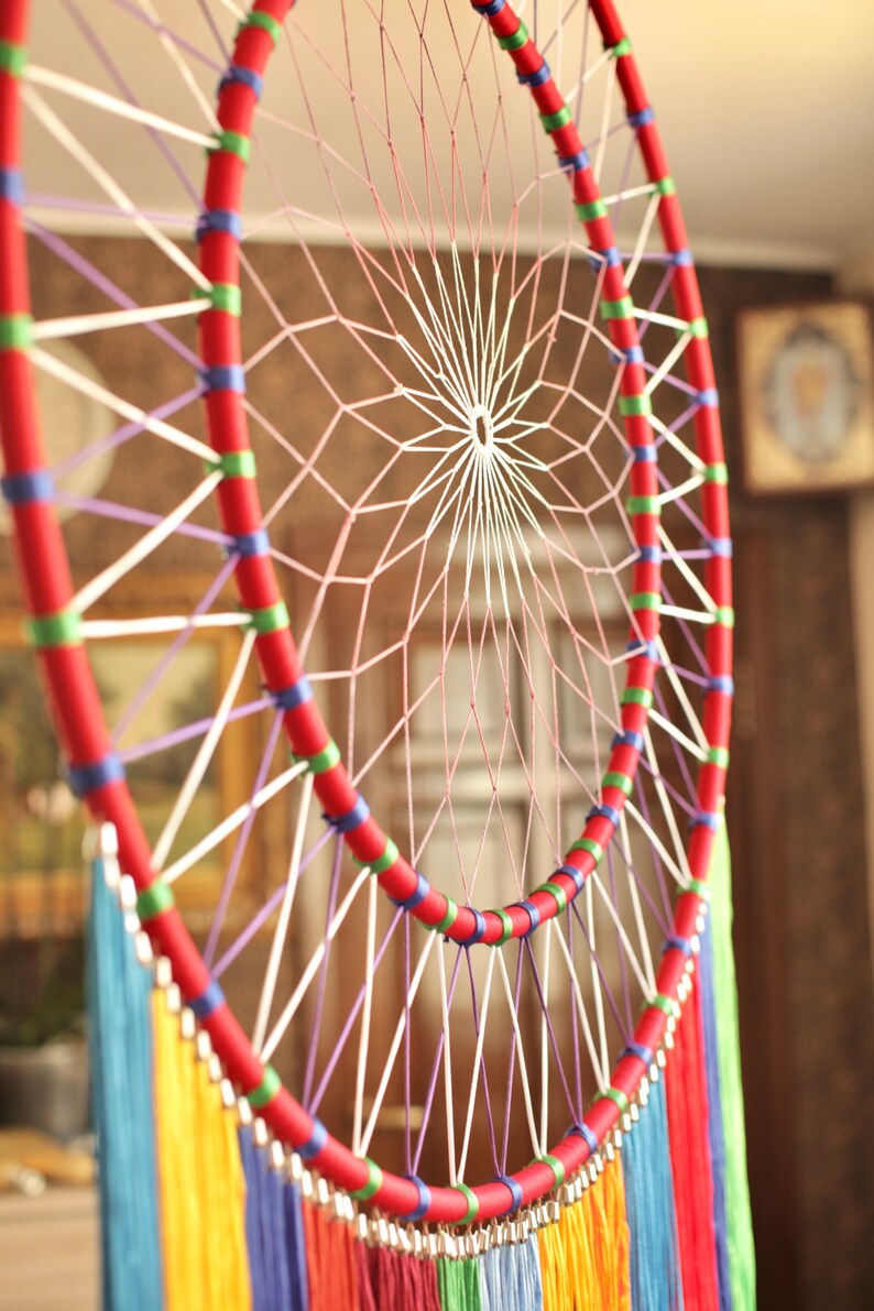 Giant Dream Catcher Large Dream Catcher Wall Hanging Rainbow Etsy