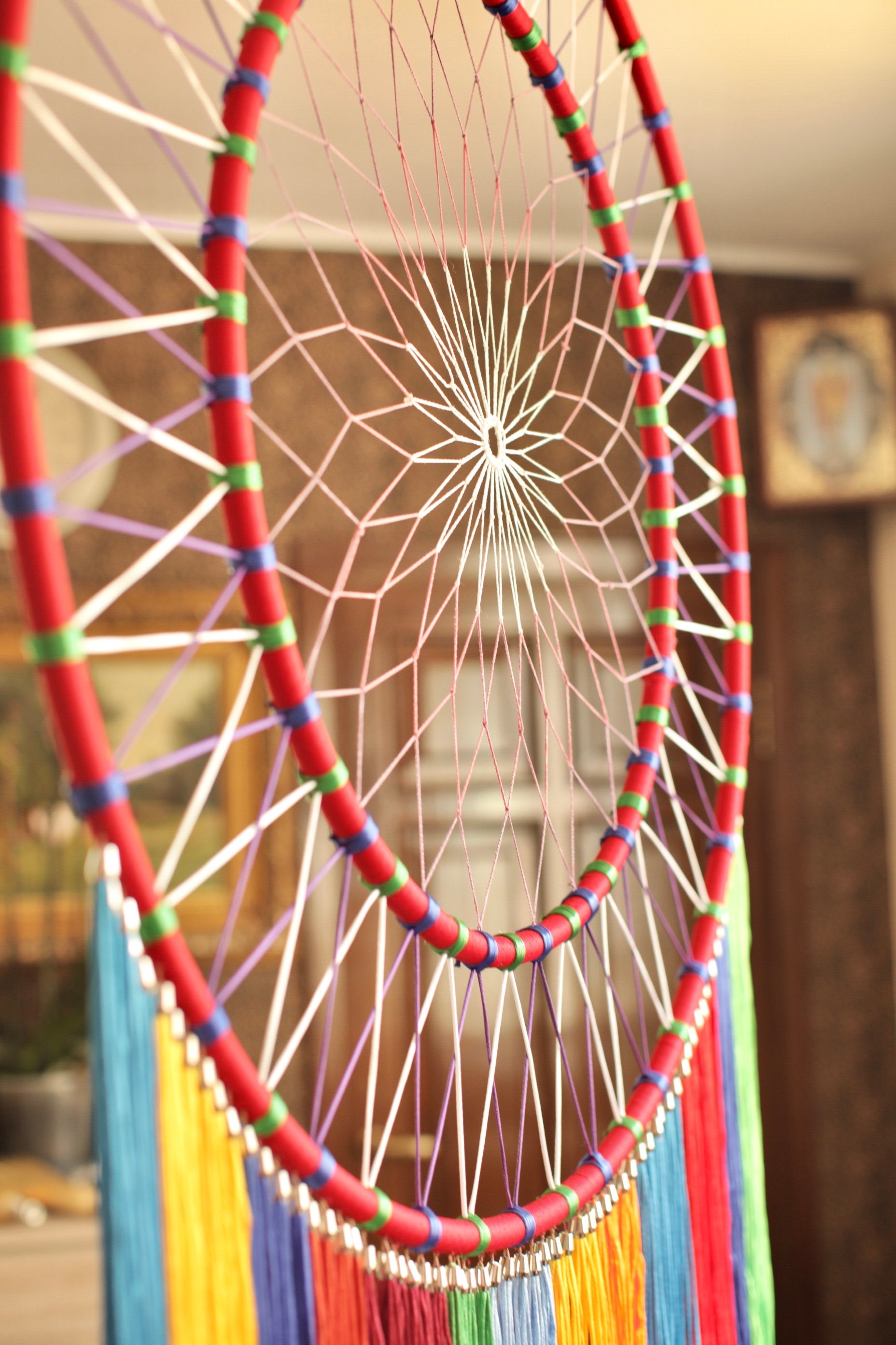Giant dream catcher large dream catcher wall hanging rainbow Etsy