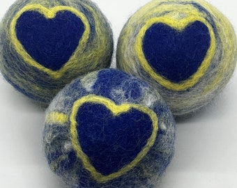 Love for The Ukraine- yellow and blue colorfast 100% Wool Dryerballs