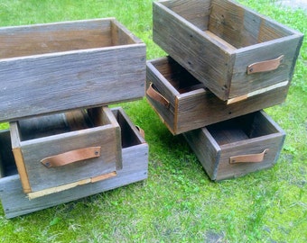 Set of 6 Reclaimed Redwood Floral Arrangement Boxes