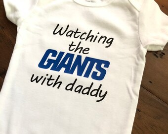 Watching the New York Giants With Daddy/New York Giants Baby/New York Football/Giants Baby/Football Baby/Gift for New Dad/New York Sports