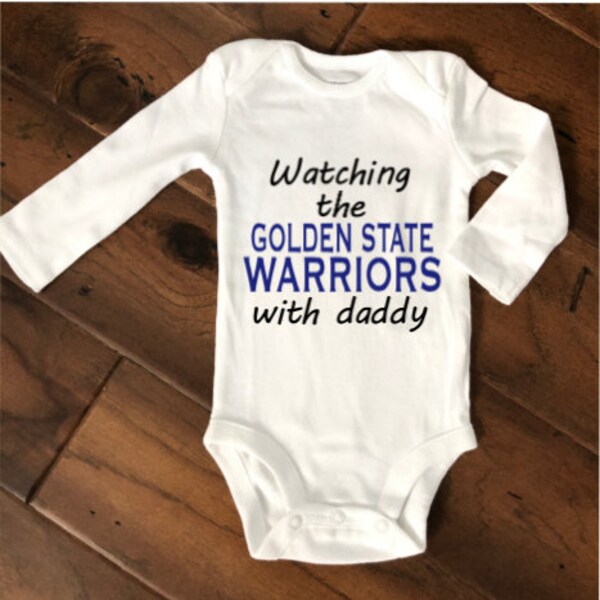 Watching Golden State Warriors with Daddy/Golden State Baby Gift/NBA Baby/Golden State Warriors/New Dad/NBA Dad/Basketball Baby