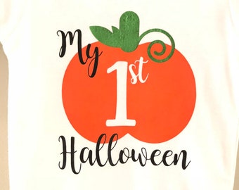 My First Halloween/1. Halloween Outfit/Baby Halloween/Cutest Pumpkin in der Patch/Halloween Baby Costume/personalisiertes Halloween-Baby