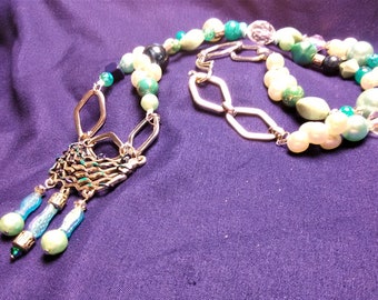 Mermaid's Treasure Upcycled Beaded Necklace