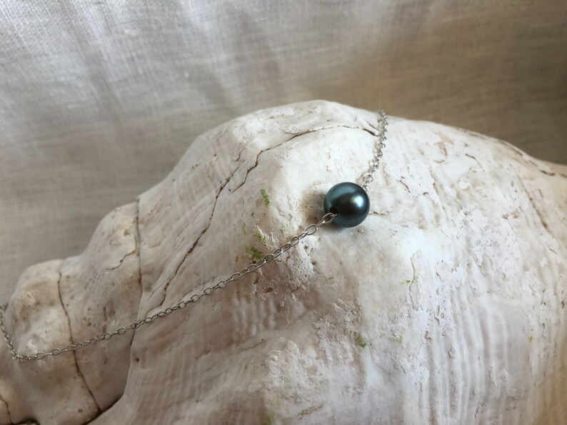 women jewelry fine jewelry 89 mm Silver necklace with Tahitian Pearl