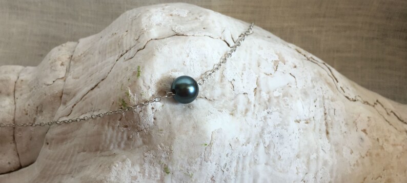 women jewelry fine jewelry 89 mm Silver necklace with Tahitian Pearl
