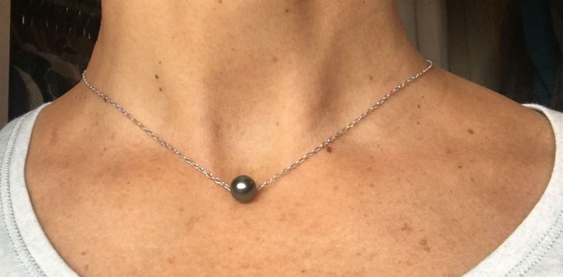 women jewelry fine jewelry 89 mm Silver necklace with Tahitian Pearl