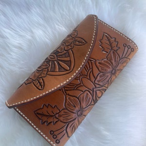 Cartera de mano de cuero para mujer, regalo para mujer, regalo de Navidad, cartera de mano, hecha a mano, cuero