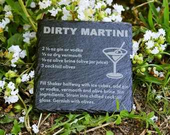 4" Cocktail Recipe Slate Coasters (Set of 4) - Your Drinks of Choice