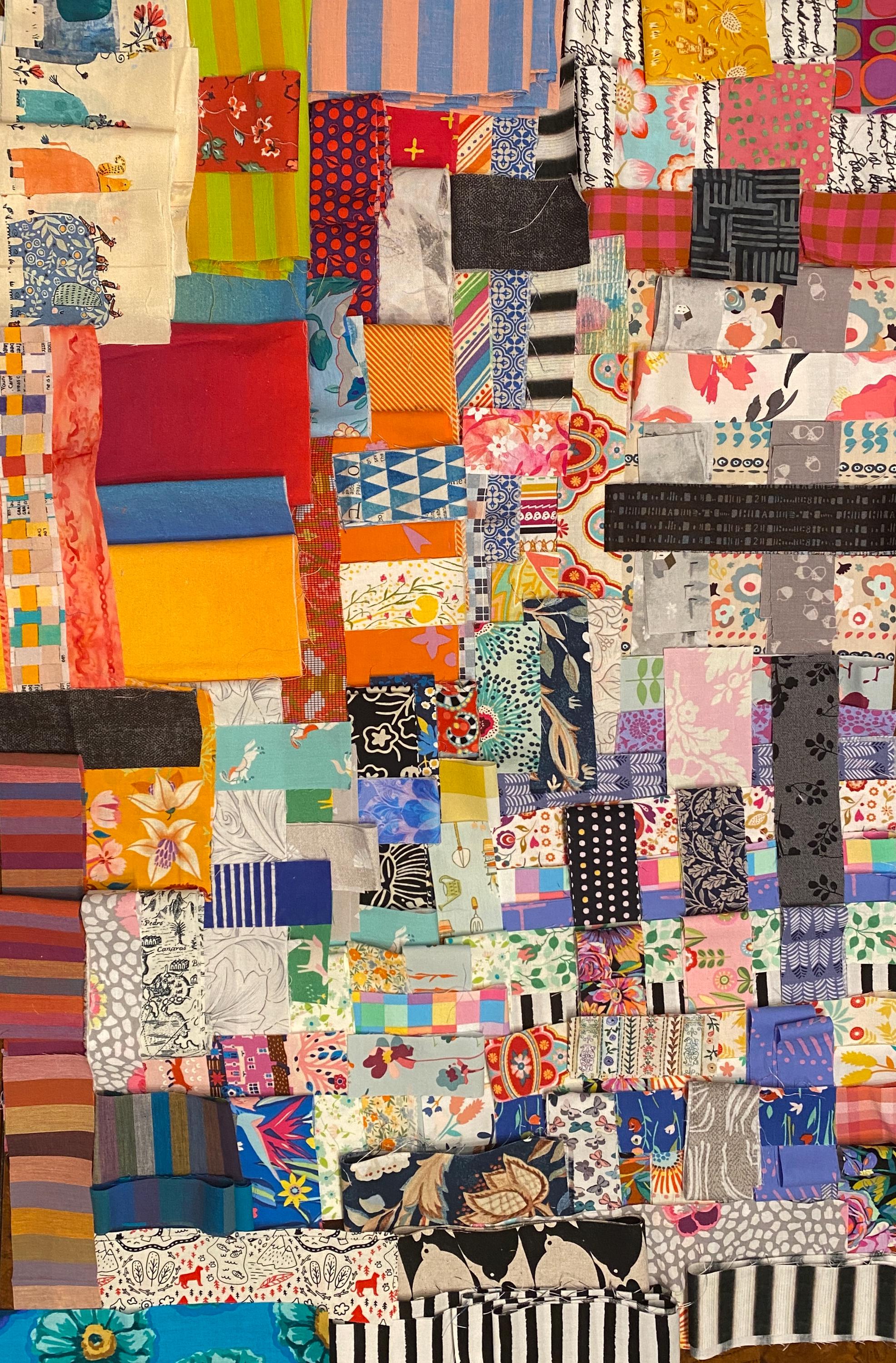 One Pound Bag of Cotton Quilting Scraps - lots of strips