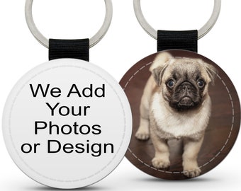 Photo key-chain - Double sided PU leather round keychain - great gift for anyone