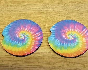 4pc Colorful Tie Dye Fabric Drink Coaster Gift Set
