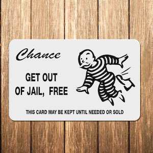 Get Out of Jail Free Card, Funny Gag Gift Wallet Card - Etsy