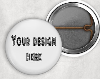 1 inch collet style pinback button - custom made with photos or design